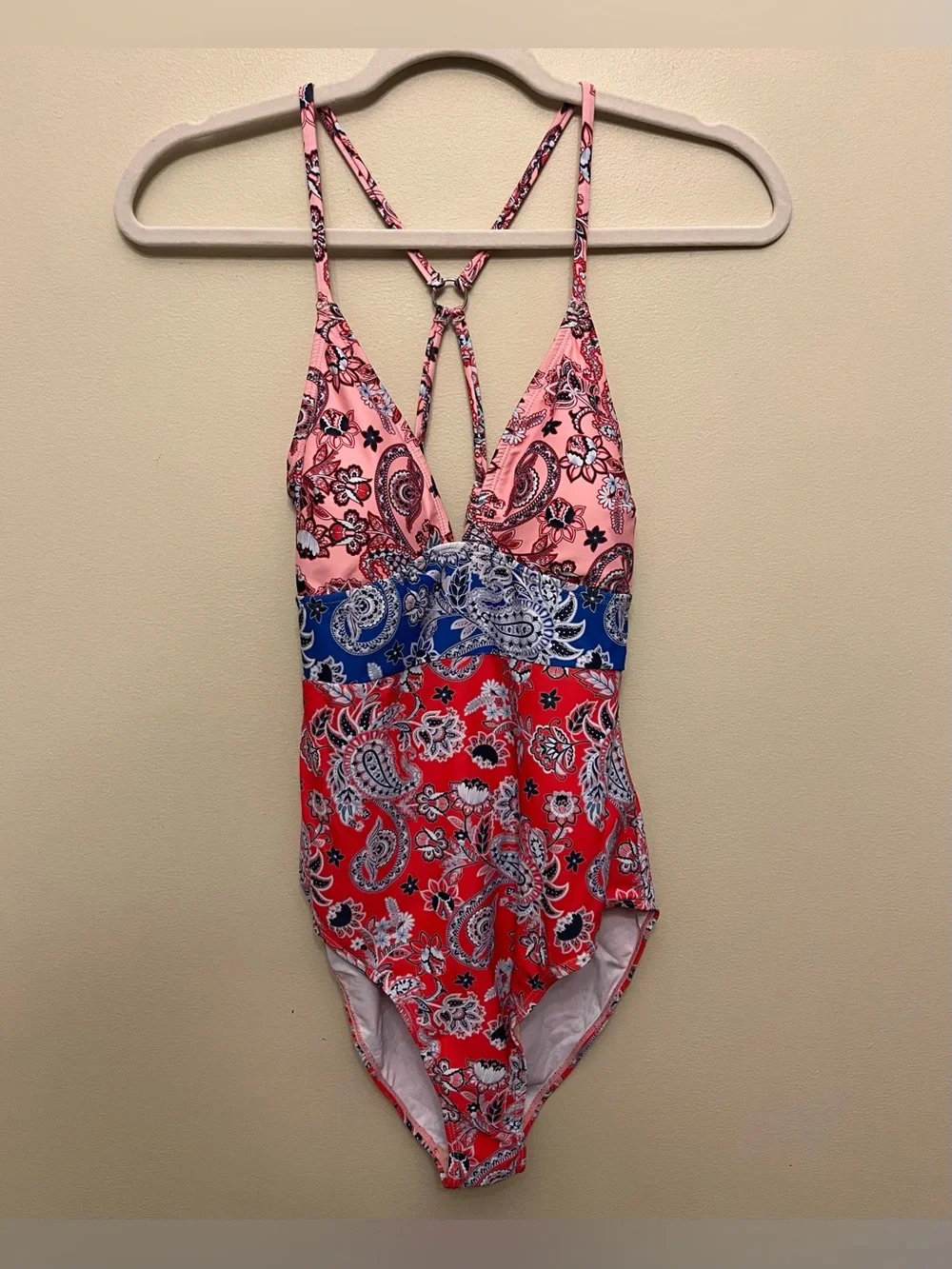NWT Cupshe Colorblock Paisley One-Piece Swimsuit Women's Size Small